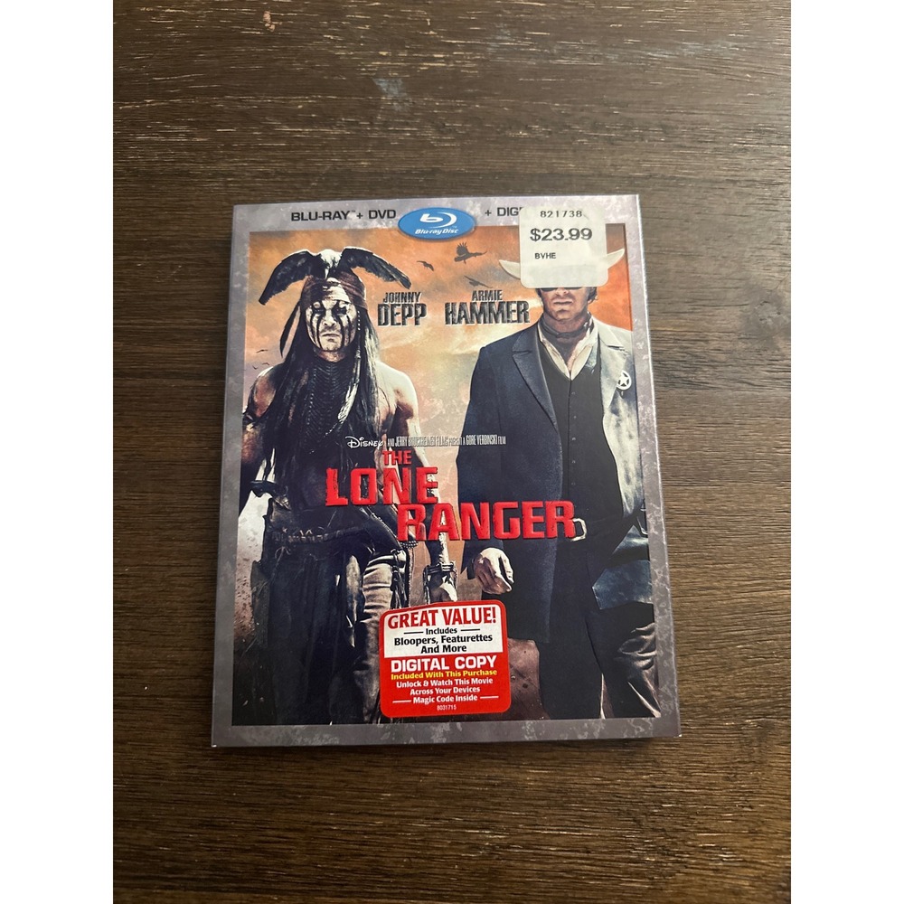 The Lone Ranger Blu-ray DVD Combo Disney Johnny Depp Armie Hammer Slipcover
